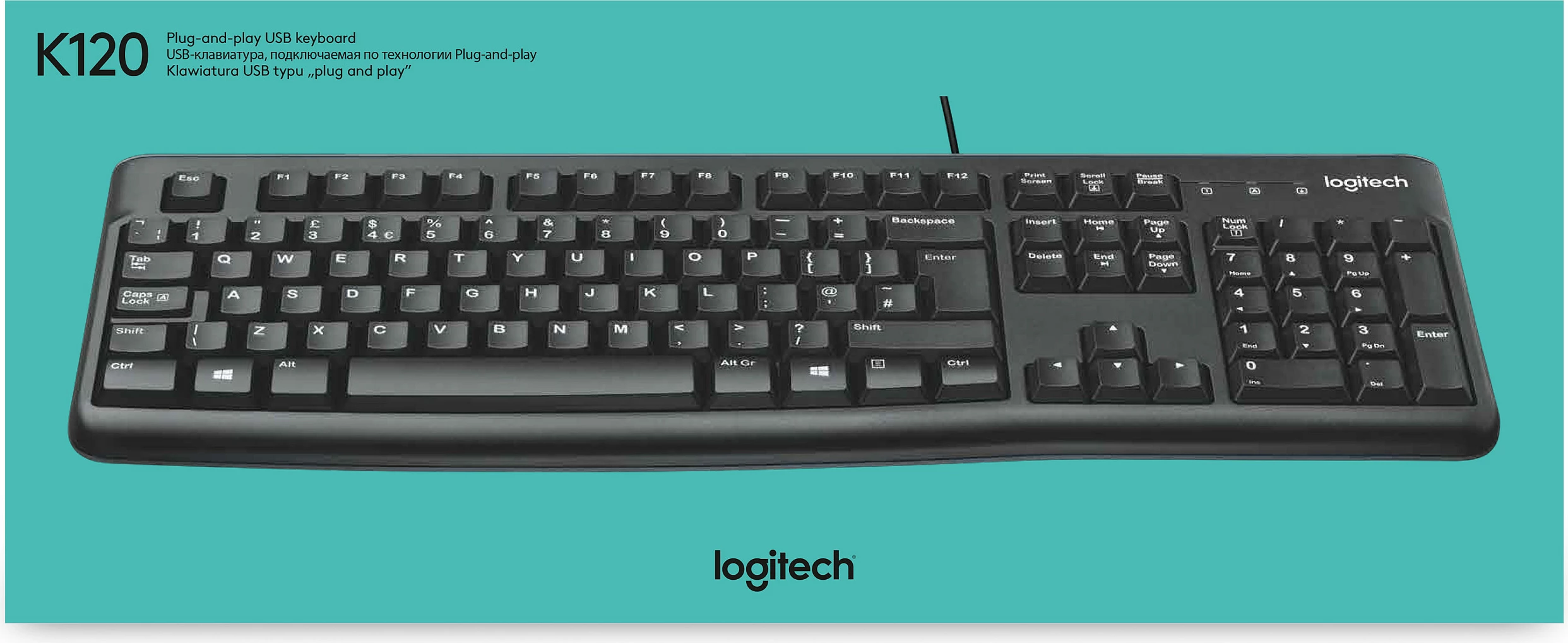 Tastierë Logitech K120, full-size, me kabllo, USB, AZERTY, e zezë