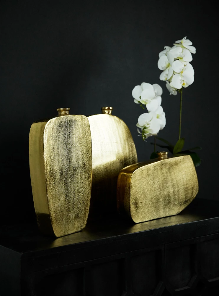 Vazo Oden, alumin, ngjyrë ari, 41x7x42cm