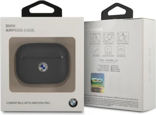 Mbështjellës BMW për AirPods Pro, lëkurë natyrale, granat/navy