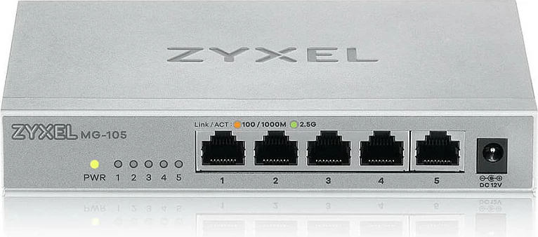 Switch Zyxel XMG-105, 5x 2.5G Ethernet, unmanaged, gri