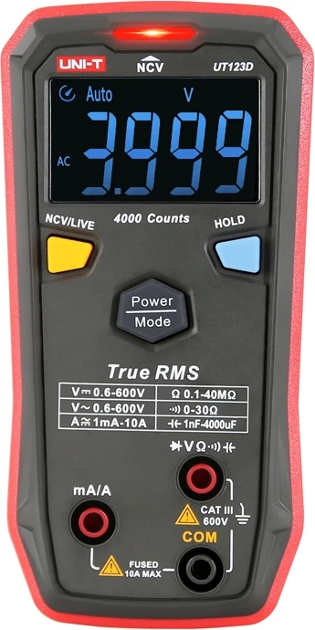 Multimetër digjital smart, UNI-T UT123D, True RMS, NCV/Live, ekran EBTN 4000 counts