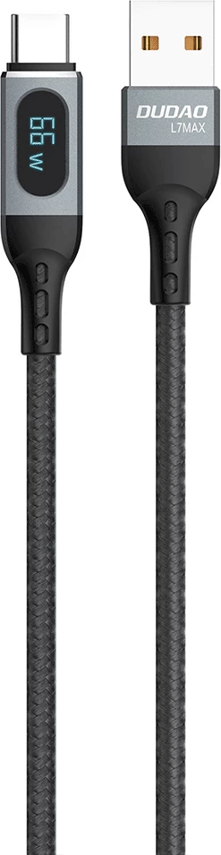 Kabllo USB Dudao L7Max, 1m, Power Delivery 66W, me ekran, e zezë