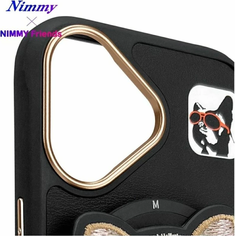 Kapak telefoni Nimmy Glasses Cool Dog MagSafe për iPhone 16, i zi