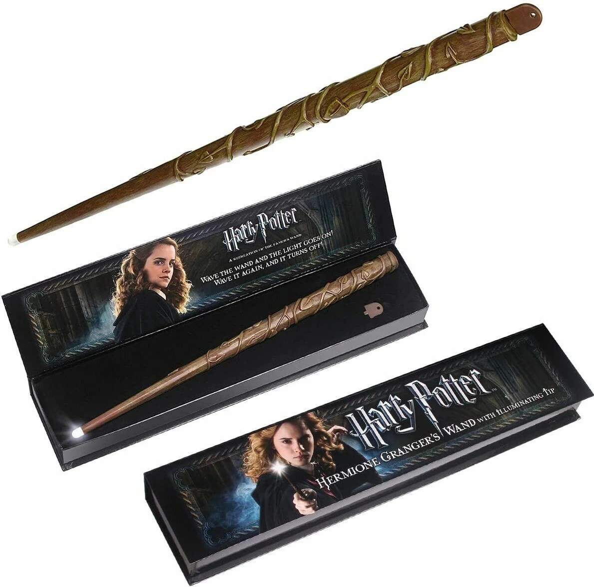 Shkop magjik NOBLE COLLECTION Hermione Granger Illuminating Wand, ndriçues, bateri AAA, Harry Potter, 1 copë, kafe