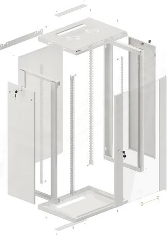 Kabinet RACK LANBERG 19" 22U 600x450, i varur në mur, derë xhami, gri