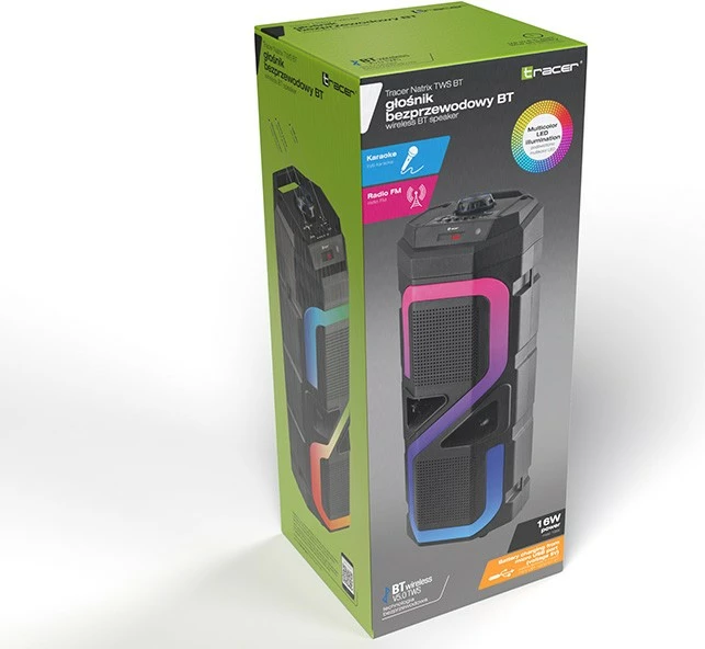 Altoparlant Bluetooth TWS, Tracer Natrix TRAGLO47193, 16W, Bluetooth 5.0, FM, RGB LED, i zi
