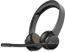 Kufje me mikrofon MediaRange MROS307, Wireless Bluetooth 5.2, 55 orë, USB-C, të zeza
