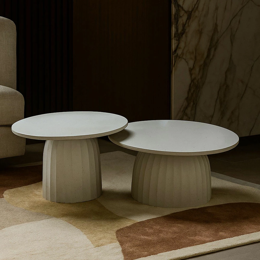 Set tavolinash kafeje TOLEDO, e bardhë me dizajn, 60x60x38cm