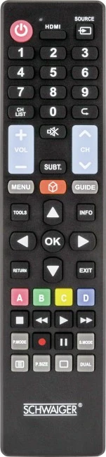 Telekomandë Schwaiger UFB100U533, për TV, me butona shtypës, e zezë