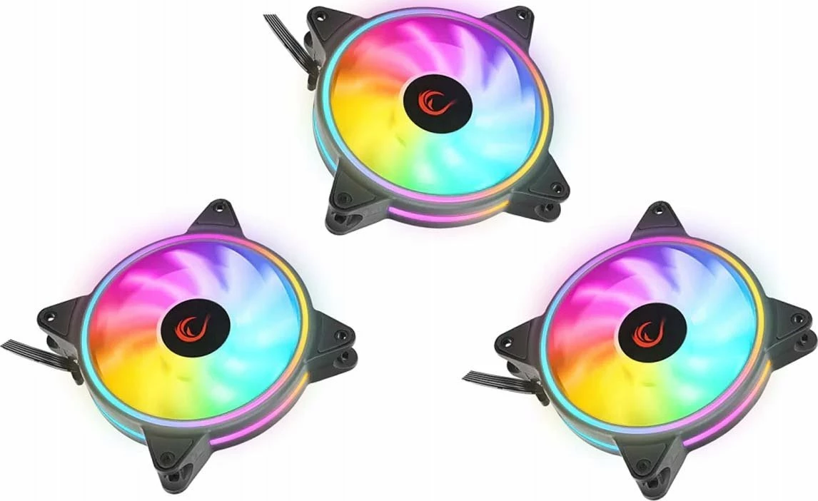 Set ftohës për CPU Rampage Coolwind F3, 3x120mm ARGB, PWM, 1200 rpm, 38 CFM, 23 dBA, i zi/bardhë, me HUB