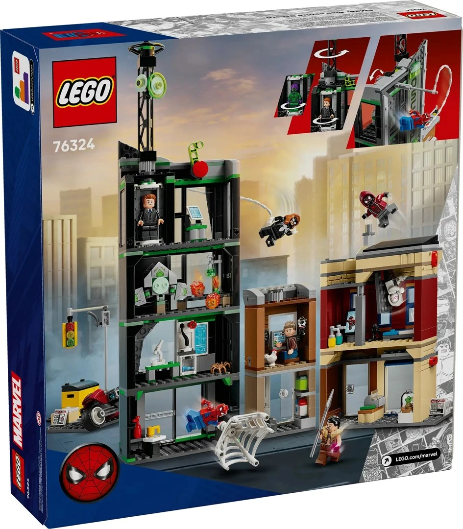 Set LEGO Marvel 76324 Spider-Man vs. Oscorp me 8 minifigura