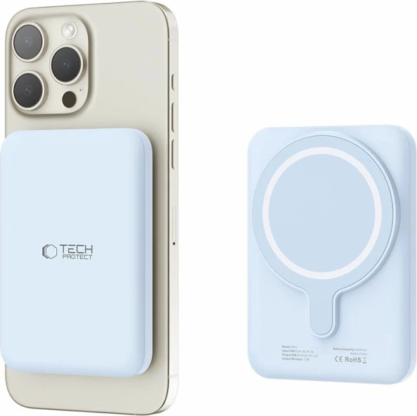 Powerbank Tech-Protect LifeMag PB10, 5000mAh, MagSafe, USB-C, Blu