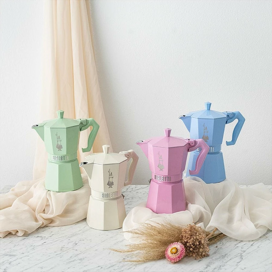 Moka pot Bialetti Moka Exclusive 6TZ, 6 filxhanë, alumini, krem