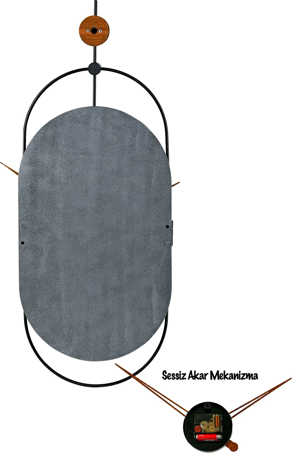 Orë muri dekorative Wallity, metalike, argjend e zezë, 77x29cm