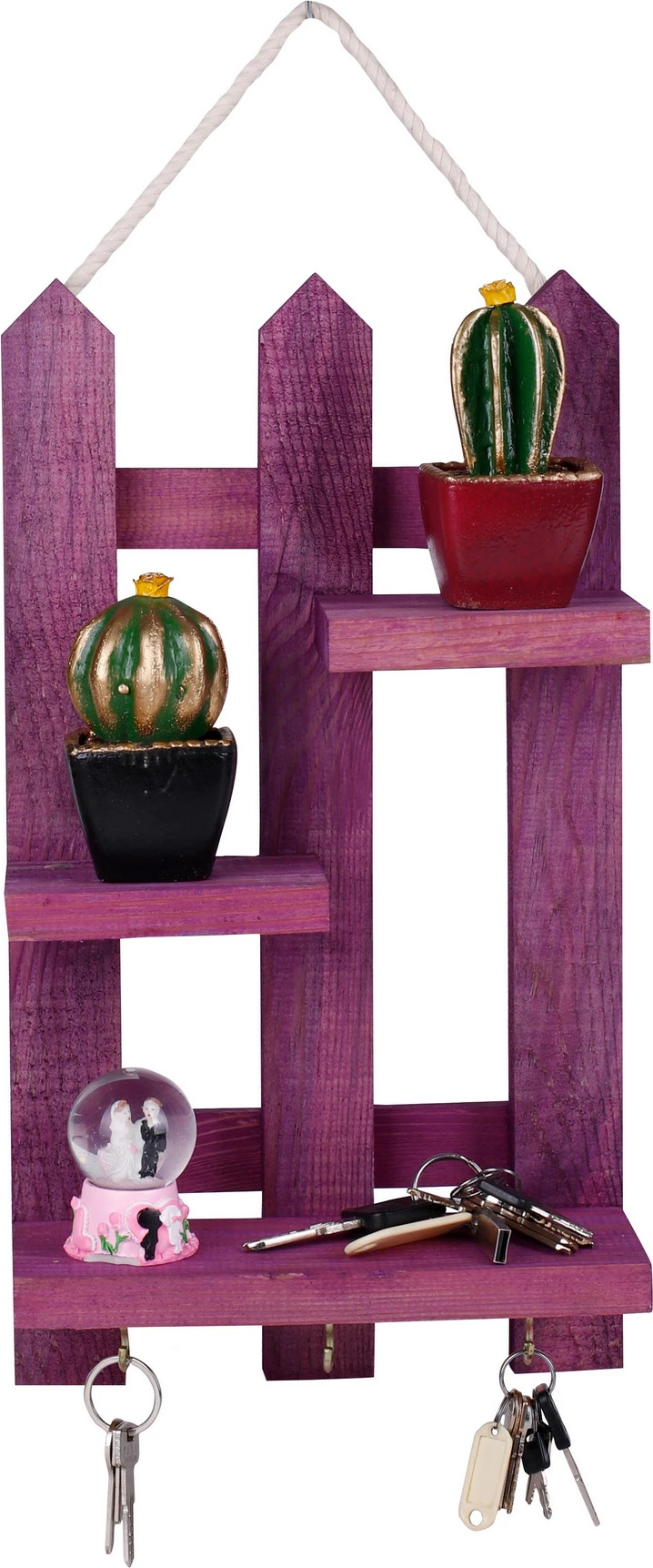 Mbajtës çelësash prej druri, dizajn Aberto, ngjyrë vjollcë, 40x23x9cm