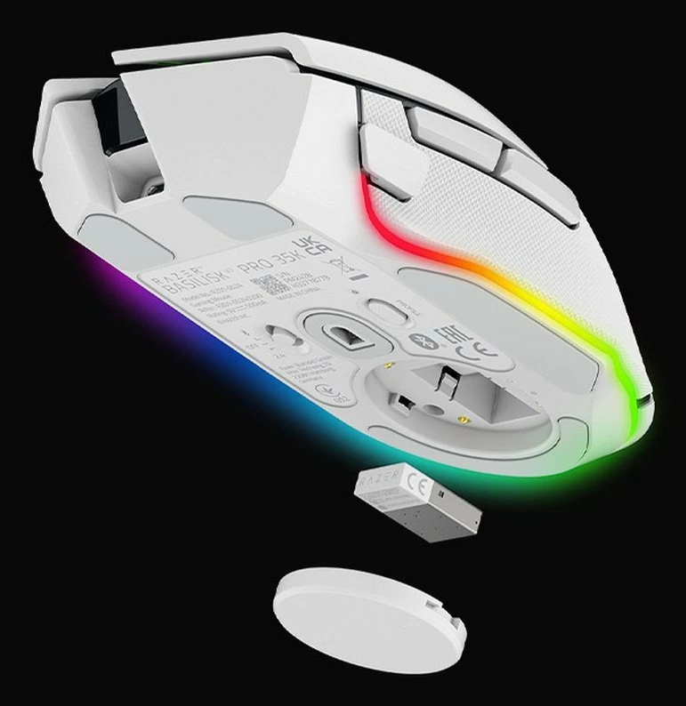 Maus Razer Basilisk V3 Pro 35K RZ01-05240200-R3G1, 30000 DPI, wireless/USB, RGB, 11 butona, i bardhë