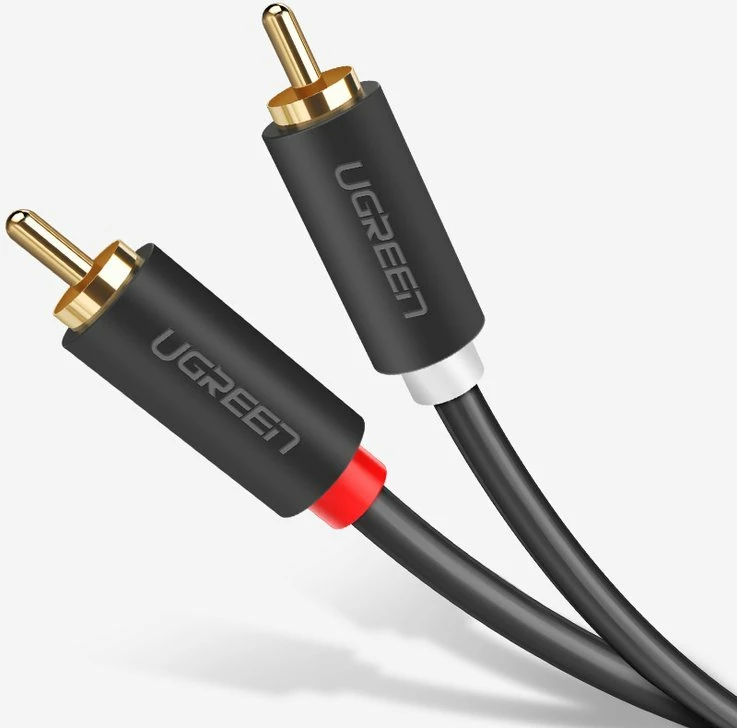 Kabllo audio Ugreen AV104 10520, 2RCA mashkull në 2RCA mashkull, 5m, Gri