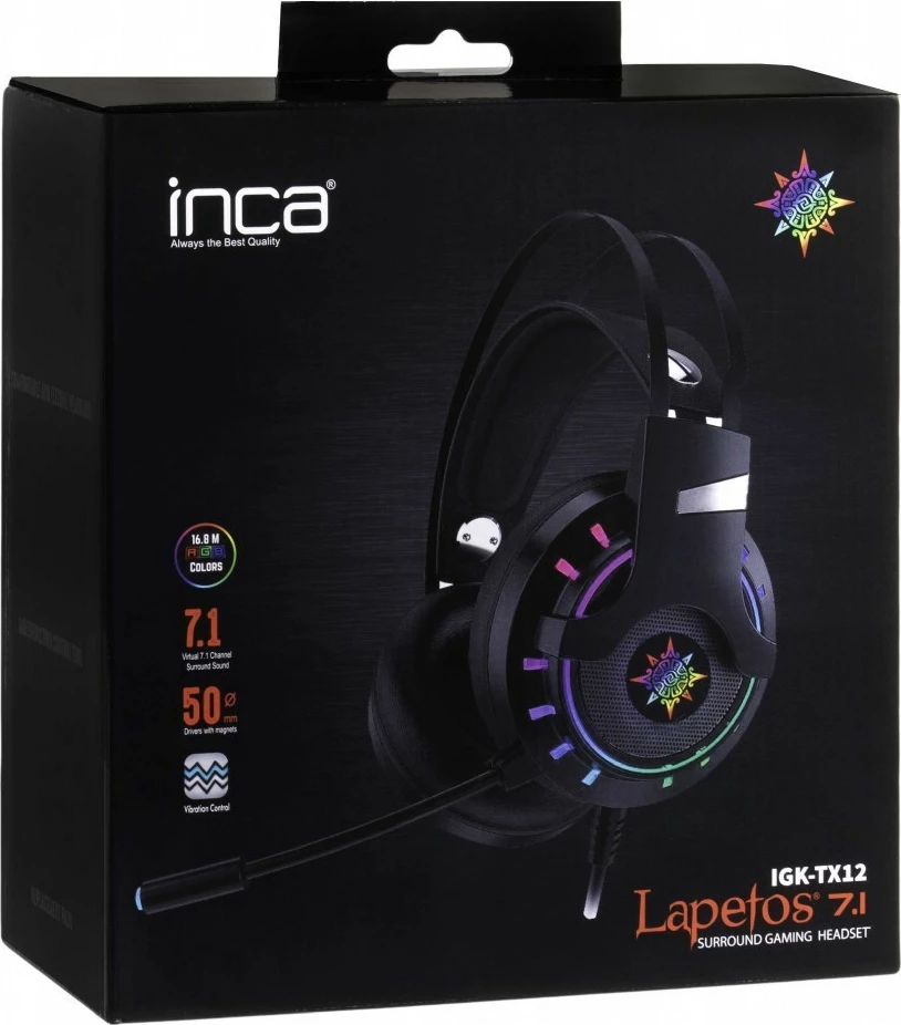 Kufje gaming INCA IGK-TX12, USB, 7.1, RGB-LED, vibrim