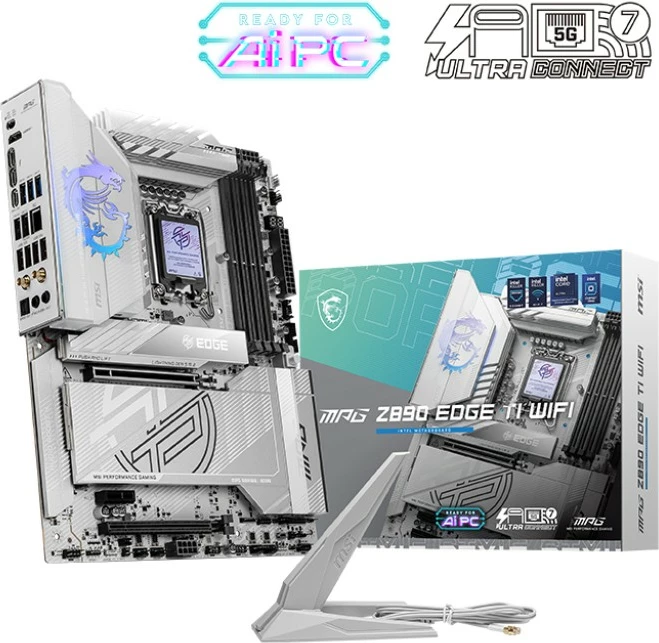 Pllakë amë MSI MPG Z890 EDGE TI WIFI LGA1851 DDR5 ATX Wi‑Fi 7 Thunderbolt 4 e bardhë