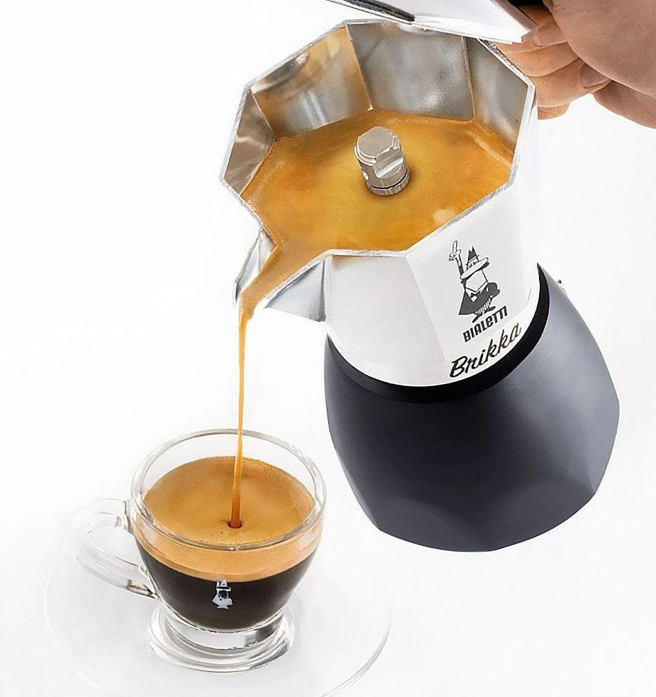 Moka pot Bialetti Brikka, 0.17L, 4 filxhanë, Alumini, Zi