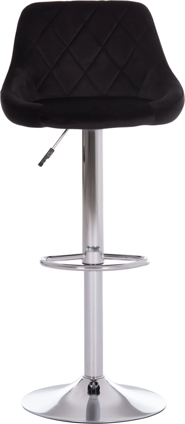 Karrige për bar ROSE, set prej 2 copësh, bazë e kromuar, sustë, kadife e zezë, 48x45x105cm