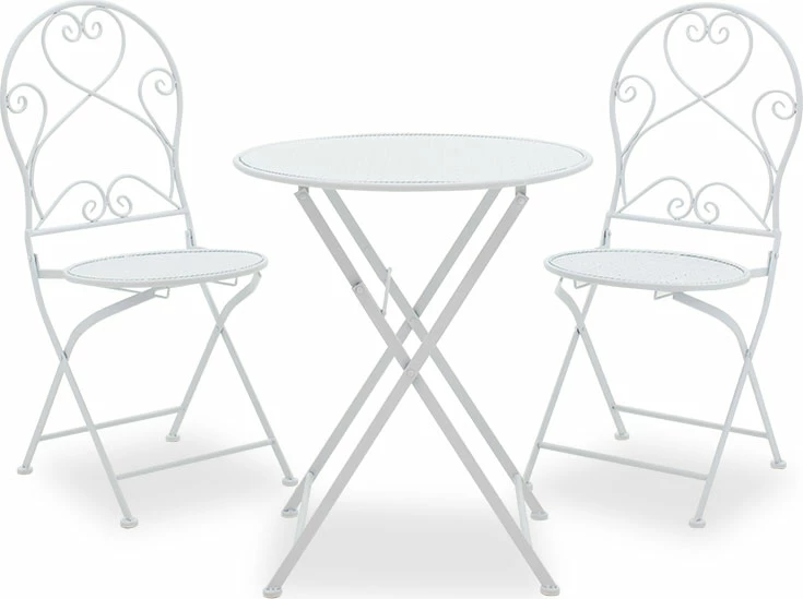 Set tavoline me karrige për terasë, metal i bardhë, Walen, 3 copë