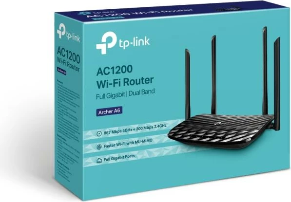 Router Wi‑Fi TP-Link Archer A6 1 Gbps 3-6 porta e zezë