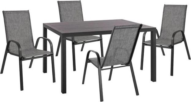 Set kopshti tavolinë & karrige Leon FH10531, 5 pjesë, hiri