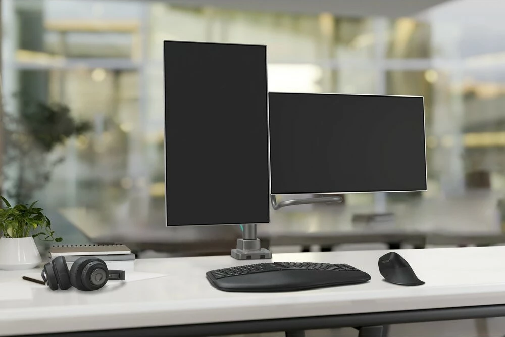 Krah monitori Kensington SmartFit për 2 monitorë deri 32", rregullim me gaz, gri
