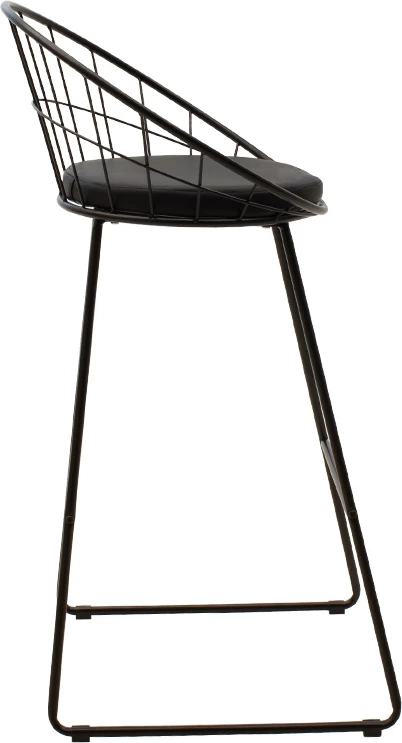 Karrige për bar Seth, metal i zi, jastëk PVC i zi