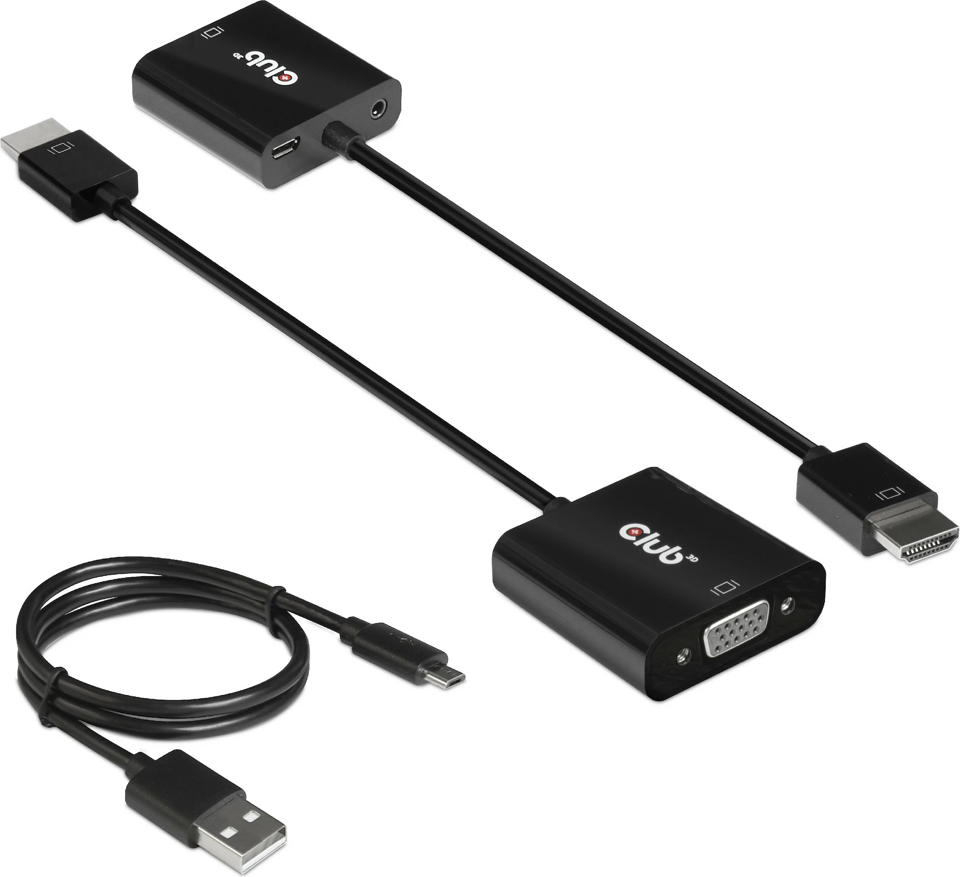 Adapter HDMI në VGA Club3D, 0.5m, me audio, i zi