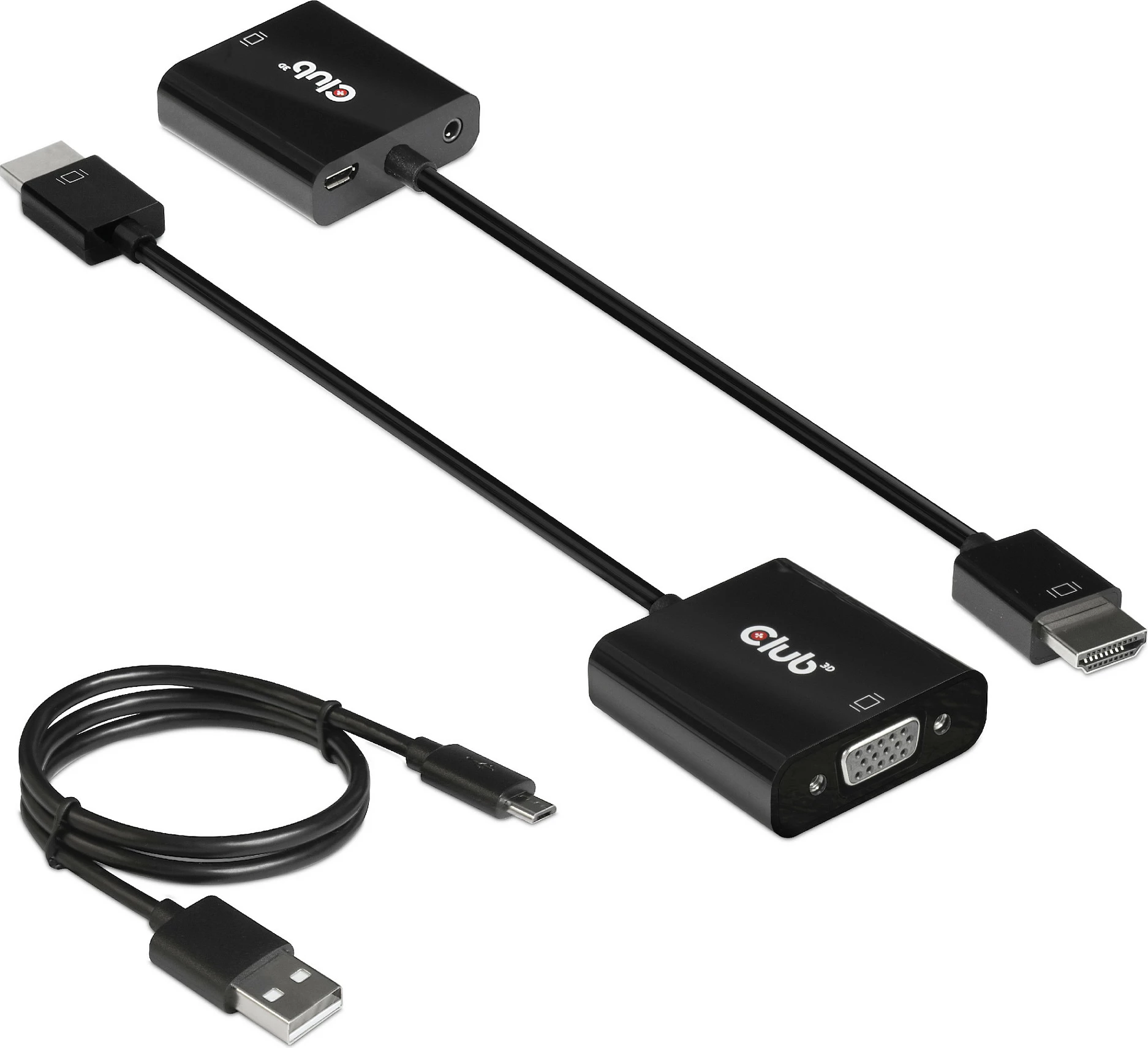 Adapter HDMI në VGA Club3D, 0.5m, me audio, i zi