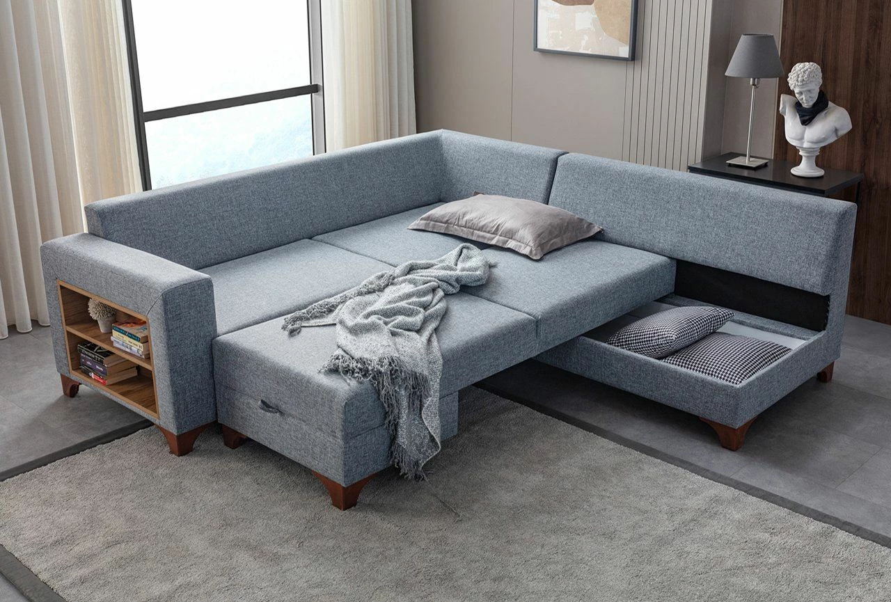 Kënd-sofë krevate Atelier del Sofa, Tloft majtas, ngjyrë gri