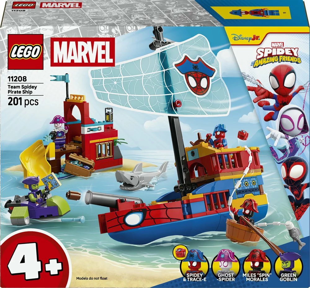Set ndërtimi LEGO Marvel Team Spidey Pirate Ship 11208, 201 copë, 4+