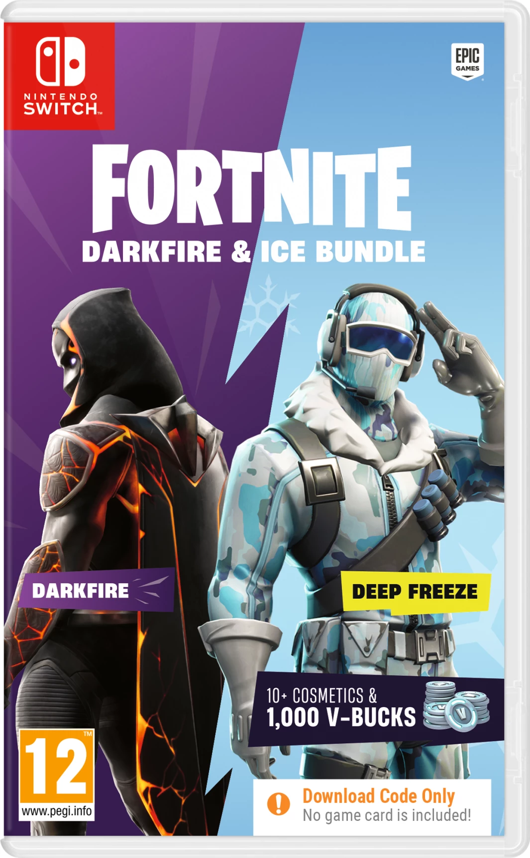 Lojë Nintendo Switch Epic Games Fortnite Darkfire & Ice Bundle, kod digjital, 1,000 V-Bucks + 10+ artikuj kozmetikë