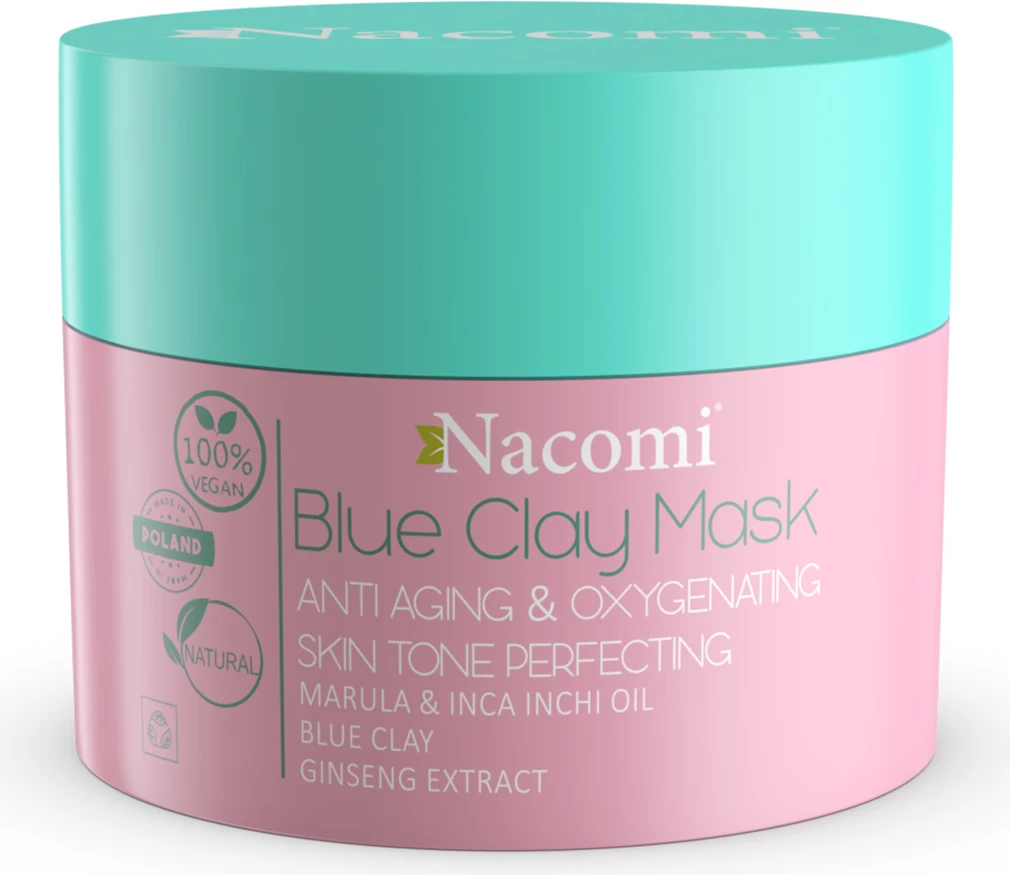 Maskë fytyre për femra Nacomi Vegan Blue Clay Mask Anti Aging Oxygenating, 50ml