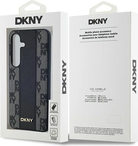Mbështjellës DKNY Leather Checkered Mono Pattern MagSafe për Samsung Galaxy S24, i zi