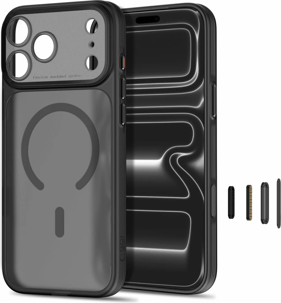 Mbështjellës Tech-Protect MagPrime MagSafe CC për iPhone 18 Pro/17 Pro, MagSafe, me mbulesë kamere, Matte Black, 1 copë