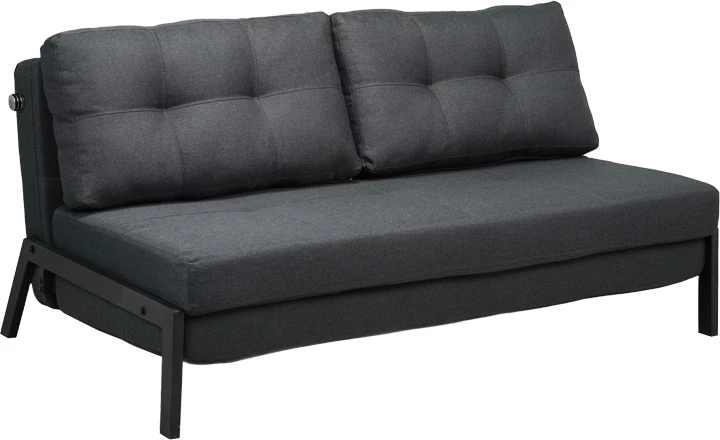 Krevat-sofa dy ulëse, ngjyrë gri e errët, këmbë të zeza, 150x92x77cm