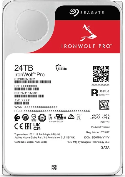 Hard disk Seagate IronWolf Pro ST24000NT002, 24 TB, 7200 RPM, 3.5", Serial ATA III