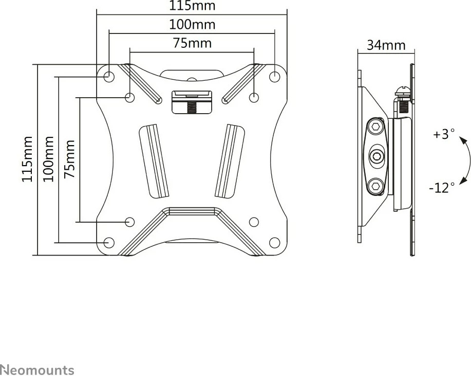 Mbajtës muri për monitor/TV Newstar NM-W60BLACK, 10-30", çelik, i zi, tiltable