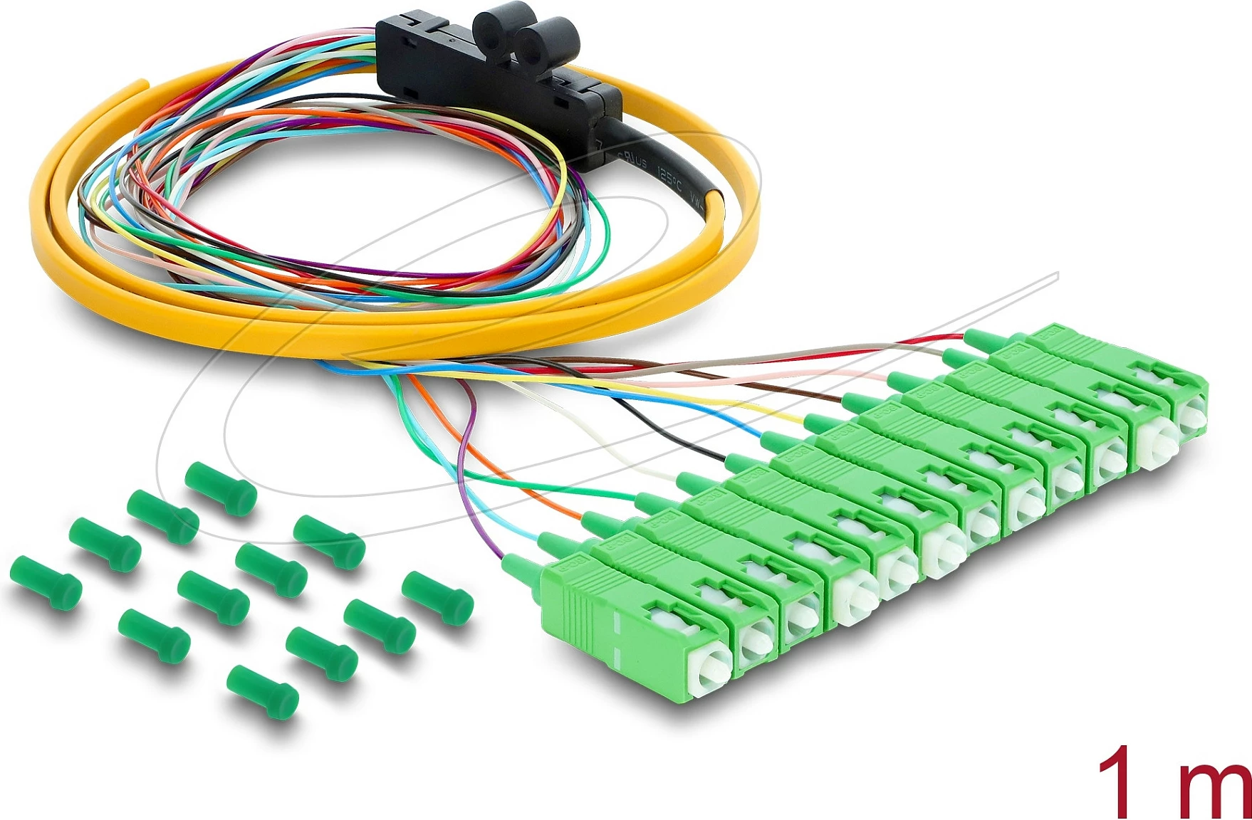 Kabllo fibër optike DeLOCK LWL Pigtail Fanout, 12x SC-APC simplex në 12x skaj i hapur, 1 m, blu