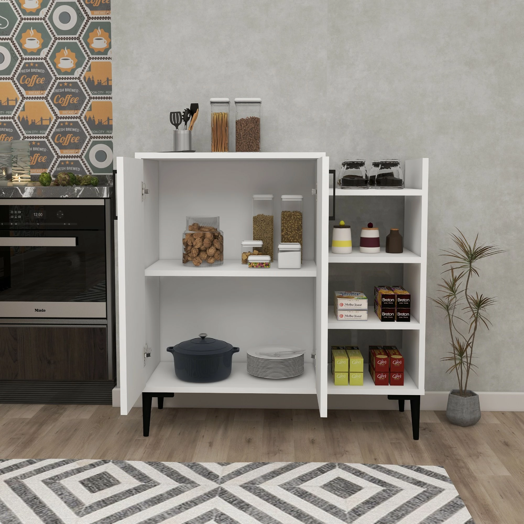 Dollap multifunksional Hanah Home, Leskar, i bardhë