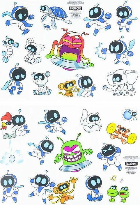 Set stickerash Paladone Astro Bot Gadget, 47 copë, waterproof, të ripërdorshme