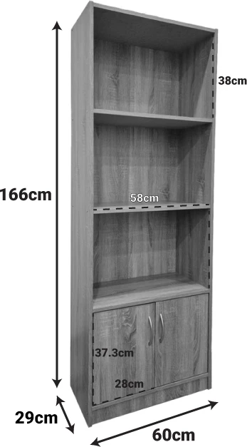 Raft librash Tekaro, ngjyrë e bardhë, 60x29x166cm