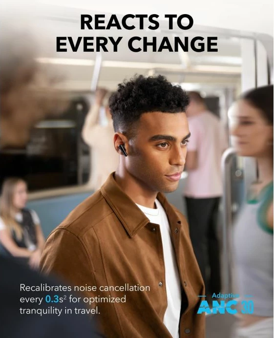 Kufje Anker Soundcore Liberty 4 Pro (A3954G11), pa kabllo, ANC, Bluetooth 5.3, 10h/40h, IP55, zi, set me kuti karikimi