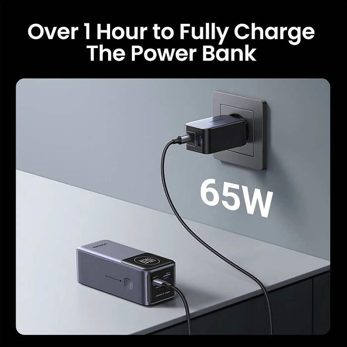 Powerbank Ugreen 12000mAh, 100W PD, USB-C + USB-A, gri