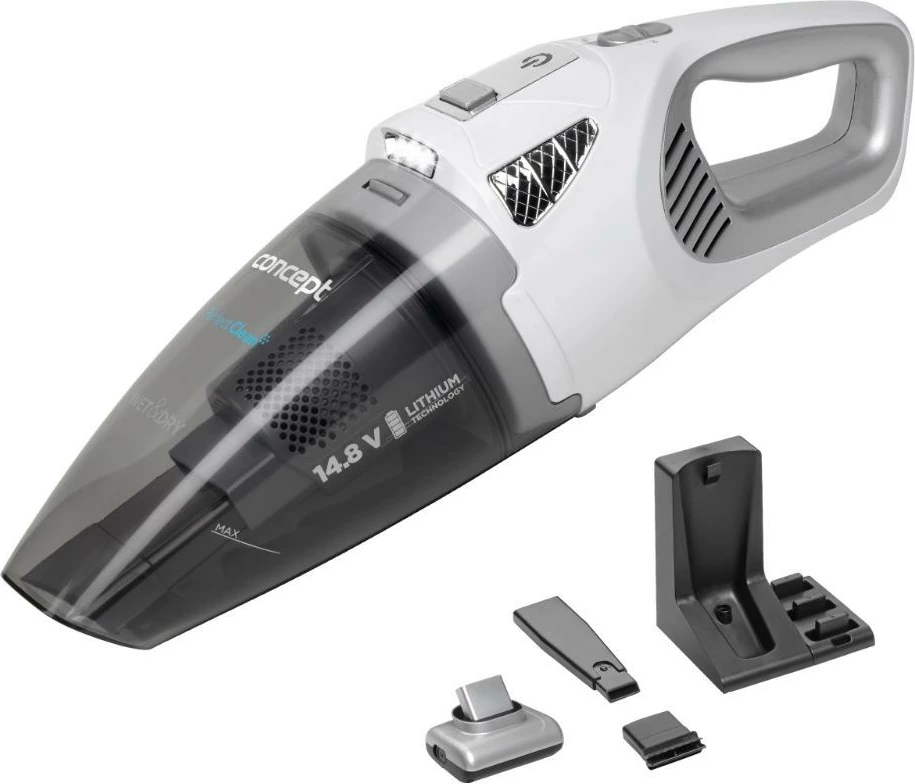Fshesë dore, Concept, VP4370, 14.8 V Li-ion 2200 mAh, Wet & Dry, HEPA, deri 40 min, 450 ml, gri e bardhë