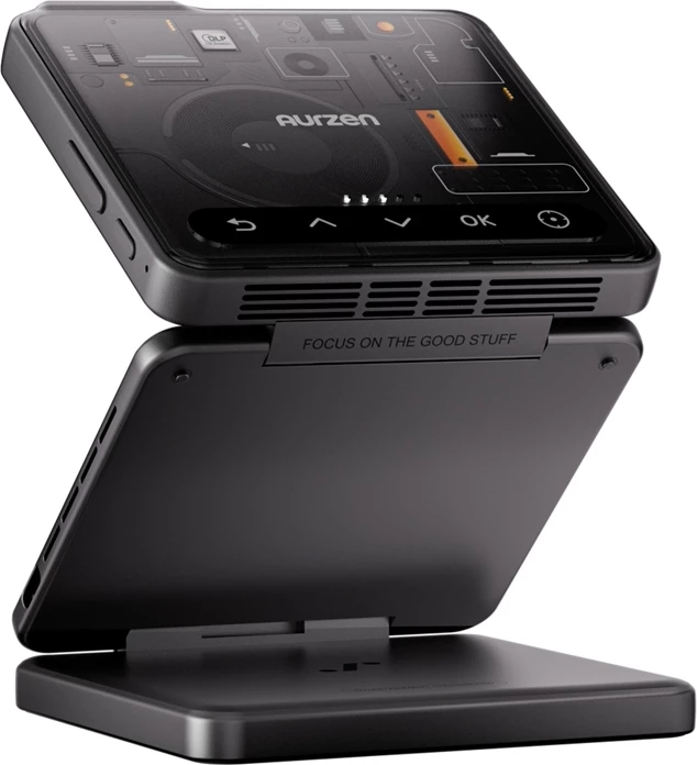 Projektor portativ i palosshëm Aurzen ZIP Cyber 720p DLP, 100 ANSI, bateri 5000 mAh, USB-C PD, i zi