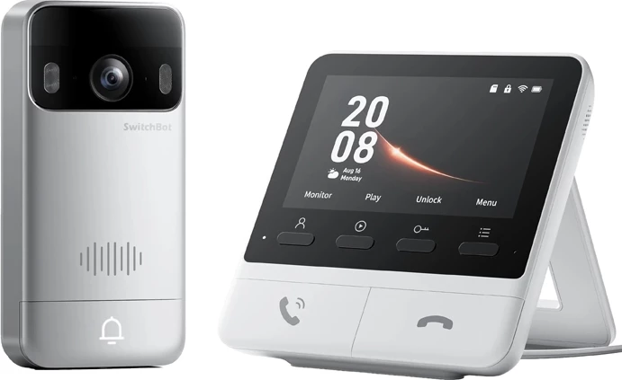 Zilë dere me kamerë SwitchBot W6702001, 2K, ekran 4.3", bateri 5000mAh, IP65, microSD 4GB, set me monitor të brendshëm
